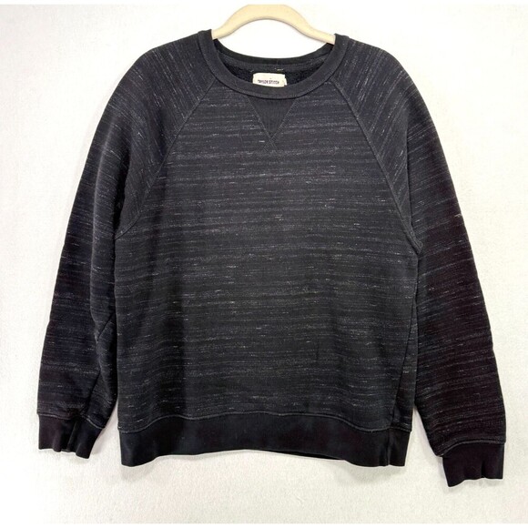 Taylor Stitch Sweater Men 40 / M Black Pocket Heavyweight Crewneck Heathered - Picture 1 of 11